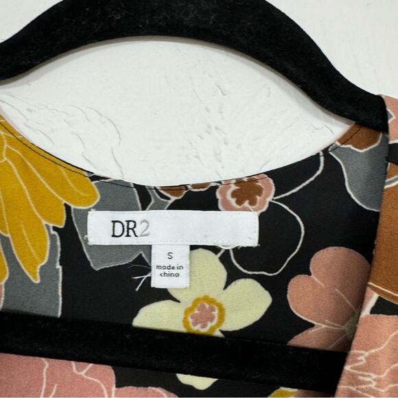 Daniel Rainn DR2 Black Yellow Orange Floral Blouse Women’s S Fall Retro 70s Dark - Picture 6 of 9